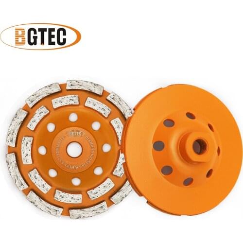 BGTEC 2pcs 4.5inch Diamond Double Row Grinding Cup Wheel 115mm Grinding discs for concrete, Masonry, Granite marble