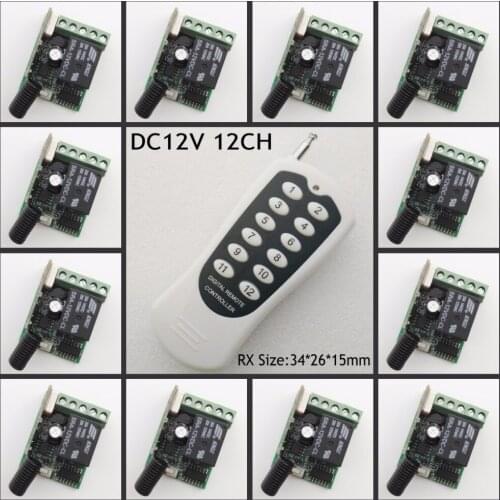 DC12V 1CH Wireless Switch Mini RF Receiver &Transmitter Toggle Jog Lactched Adjusted Add controller Freely For SMD LED Access