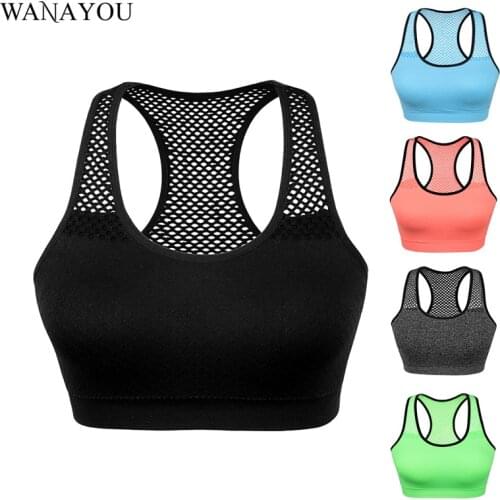 WANAYOU Breathable Yoga Gym Top,Quick Dry Women Sports Bra Top,Seamless Running Workout Crop Top,Hollow Out Yoga Shirt Tank Top