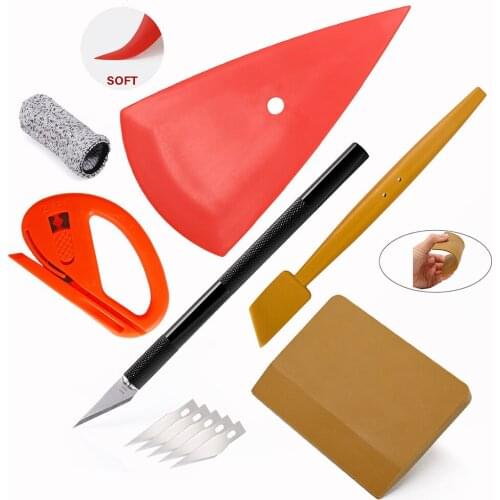 EHDIS Car Accessories Carbon Fiber Film Vinyl Wrapping Squeegee Soft PPF Scraper Stickers Install Cutter Finger Sleeve Tool Kit