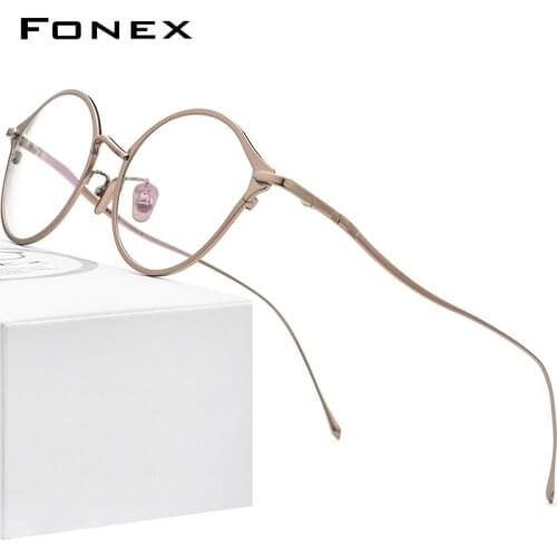 FONEX Pure Titanium Eyeglasses Frame Women Retro Cat Eye Prescription Glasses 2021 Cateye Myopia Optical Korean Eyewear F85657
