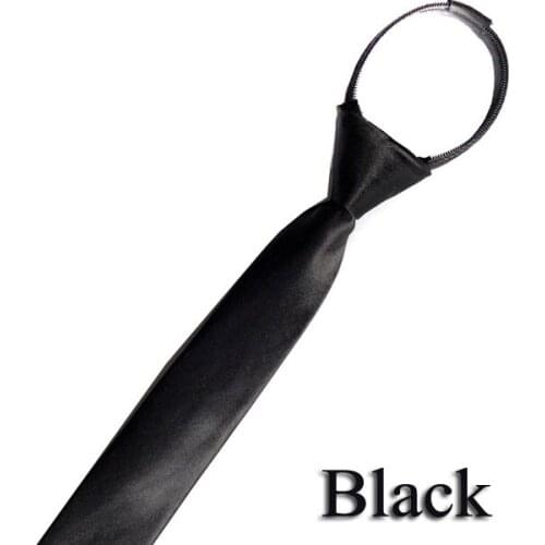 Lazy zip-up Pre-tied Zipper Tie Neck Mens Skinny 5cm Zipper Neckties Red Black Blue Solid Color Slim Narrow Entertainment Party