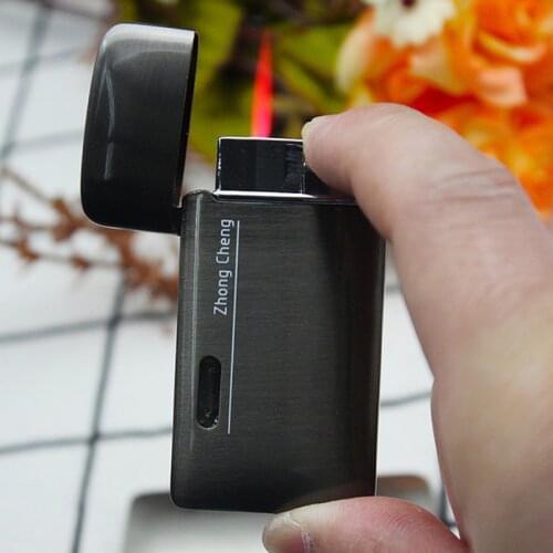 Gas Window Turbo Torch Lighter Ultra Thin Free Fire Jet Gas Cigar Metal Lighter Lighter 1300 C Windproof Pipe Gadget For Men