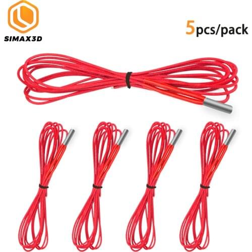 SIMAX3D 5Pcs 3D Printer Heater Cartridge 24V 40W with 100cm Cable 3D Printer Parts for PT100 HOTEND Volcano MK8 MK9