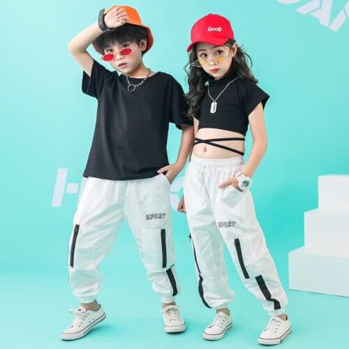Hip Hop Costumes for Girls Boys Jazz Dance Wear Ballroom Dancing Clothes Street Kids Dance Competition Costumes T Shirts Pants