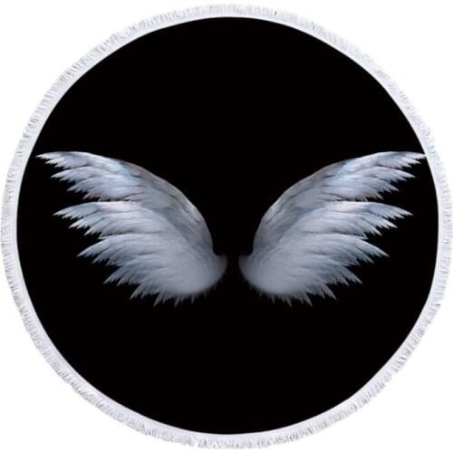 Mylb Summer Microfiber Round Beach Towel Circle Fairy Cupid Wings Print Shower Bath Towels Yoga Mat Blanket toalla de playa