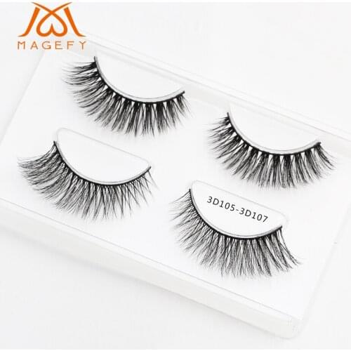 MAGEFY 2 pairs/pack 3D Mink Lashes With Packing Box Hand Made Full Strip Lashes Mink False Eyelashes Makeup Eyelashes cilios