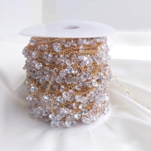 50cm Copper Necklace Chains Cable Crystal Zircon Chains Handmade Materials Wholesale For Jewelry Making Findings Diy Supplies