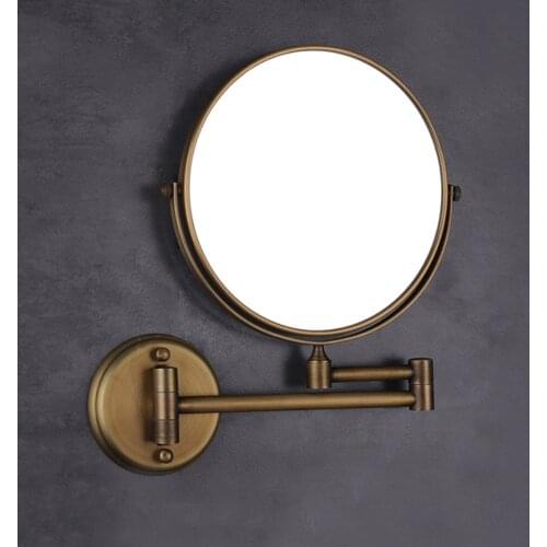 COPPER 8 Inch Round 2 Face 3 x Magnifying Mirrors Hotel bathroom full copper wall-mounted beauty mirror cosmetic mirror bathroom