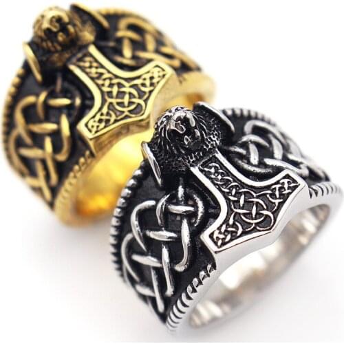 Vintage Mens Titanium Steel Ring Stylish Guys Assertive Steel Ring Wolf Head Ring Gothic