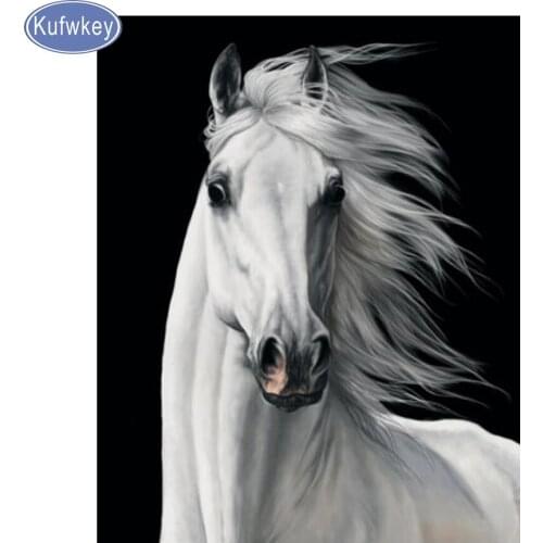 5d diy Diamond Painting rhite horse cross stitch kits diamond Embroidery Animal square Round Drill Diamond Mosaic Painting art