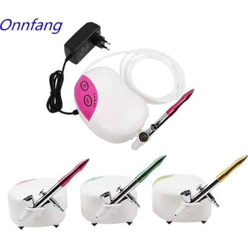 Onnfang Dual Action 0.2 Nozzle Mini Compressor Kit Air-Brush Paint Spray Gun For Nail Art model Make Up Airbrush kit