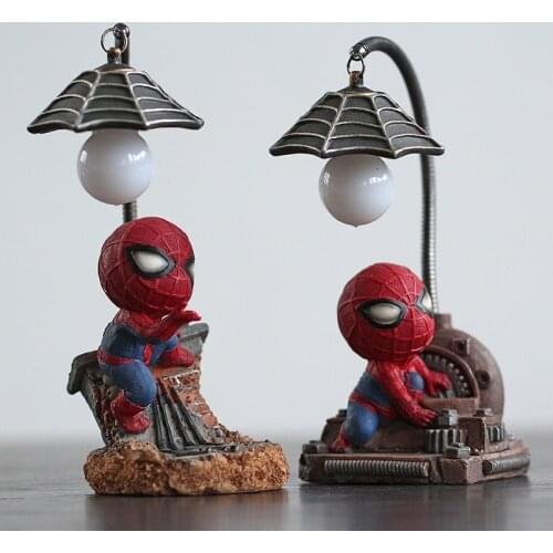 Disney marvel spiderman Creativity table lamp Resin action toys figure Decoration superhero spiderman table lamp birthday gifts