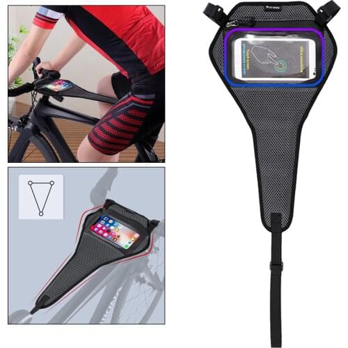 Durable Bike Trainer Sweatbands Sports Cycling Sweat Tapes MTB Road Bicycle Sweat Absorb Guard Strap Net Cover with Phone Pouch
