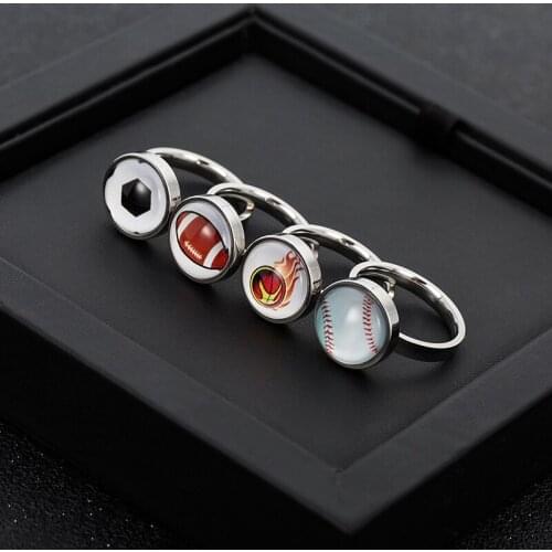 Silver color stainless steel ring glass relief convex round adjustable DIY ring specified base found 6-13