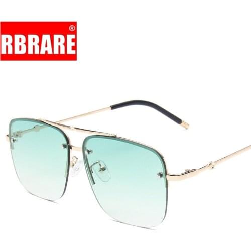 RBRARE Square Rimless Sunglasses Mens And Womens Gradient Sunglasses Brand Designer Big Frame Retro Trend Oculos Feminino