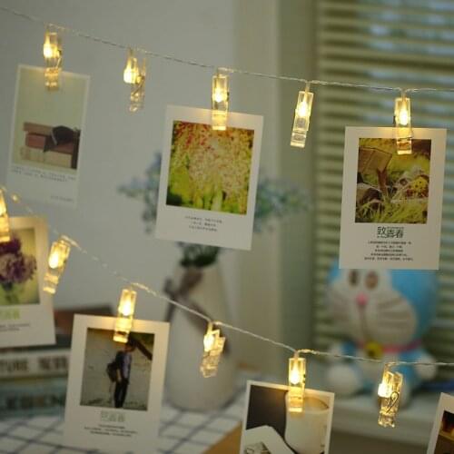 5M 50LEDS LED Garland Card Photo Clip String Lights Fairy Decor Lights Xmas Bedroom DIY Clothespin Shapes Battery Christmas Lamp