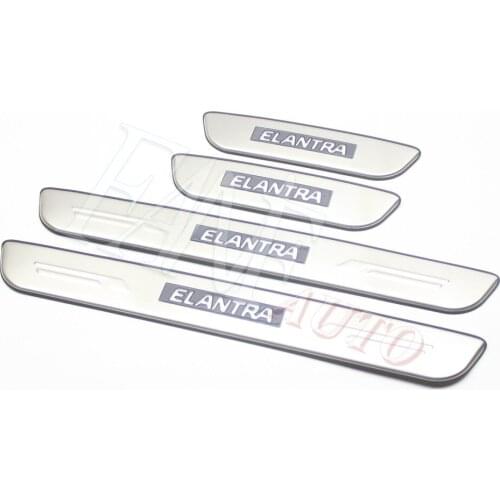 Stainless Steel Led Door Sill Scuff Plate Guard Sills Protector Trim For Hyundai Elantra 2007-2020