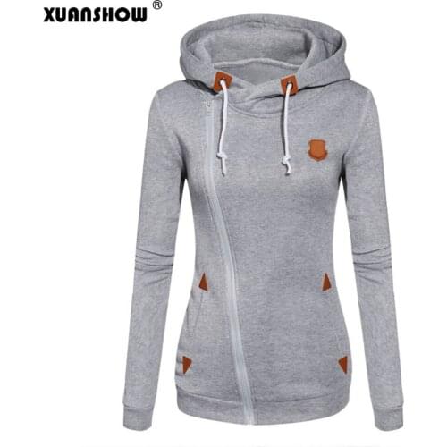 XUANCOOL 2020 Women Hoody Long Sleeve Pockets Coat Autumn Winter Zipper Women Sweatshirt Hoodies Casual Sudaderas Mujer