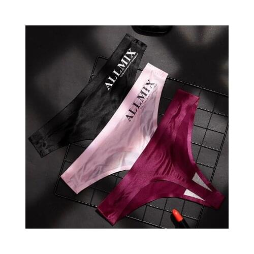 Sexy Ice Silk G String Panties Women Underwear Summer Low-Rise Panties Seamless Sports Fitness Thong Lingerie Female Tangas M-XL