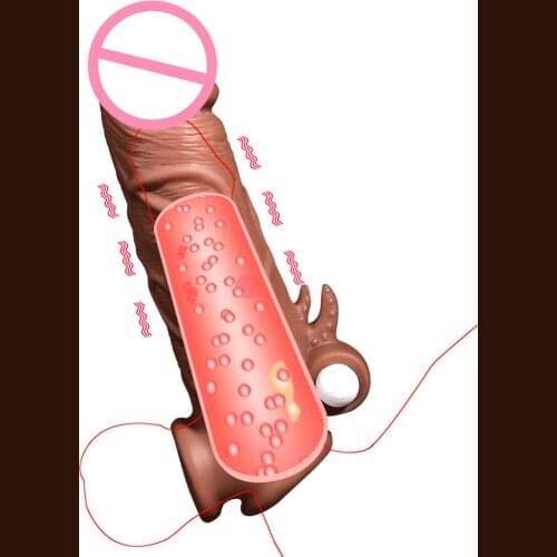 Vibrating Penis Sleeve Extensions Cock Ring Vibrator Enlargement Hollow Strap On Dildo Strapon Harness Silicone Sex Toys For Man