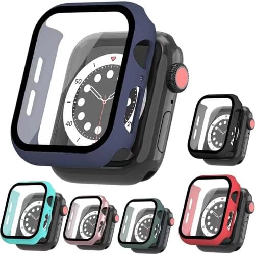 Watch Case + Tempered film For Apple watch Case 44mm 42mm 40mm 38mm Protective glass + edge shell for iwatch 6 5 4 3 2 1 SE case