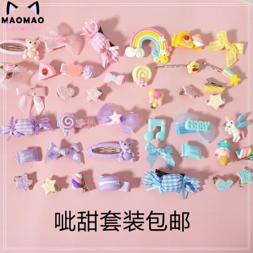 Hand Made Sweet Lo Mother Pink And Blue Purple Yellow Lolita Hair Accessories Barrettes Bear Candy COS Kawaii Clip