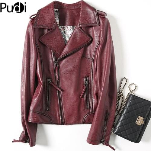 PUDI A57055 Womens Winter Warm Genuine Sheep Leather With Collar Coat Lady Sheepskin Jacket Overcoat