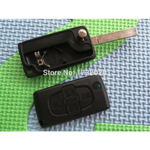 1Pcs Key Shell For Citroen 4 Buttons Remote Blank 307 VA2 Blade With Battery Place Blade Without Groove No Logo Car Accessories