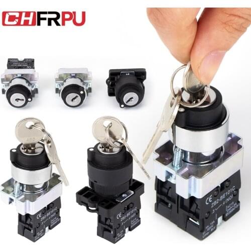 1pc XB2 Panel Mounted Key Rotary Start Locking or Self reset Pushbutton Switch 2Positions/3Positions XB2-BG 22mm