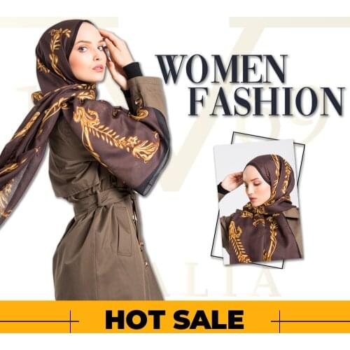 2020 Hot Sale Women 90x200 cm Black & Brown Pavia Shawl Silky Scarf Muslim Hijab Wrap Female Neck Warm Headband Face Mask Lady