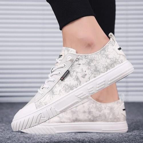 2020 Mens Vulcanized Shoes Lace Up Fashion Printed Canvas Shoes Spring and Autumn Flat Casual Shoes Mens Spray Size 39-44