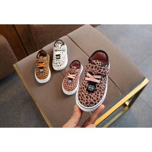 3Colors Kids Leopard Sports Shoes Infant Girls Boys Casual Shoes Autumn Spring Korean Breathable Flat Children Sneakers