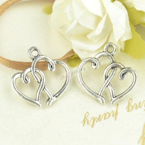 30pcs Zinc alloy Tibetan Silver Plated Heart-shaped Charms Pendants for Jewelry Making DIY Handmade Craft 20*19mm 2615