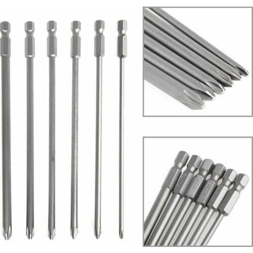 6pcs/lot Shank 1/4" S2 Steel Screwdriver Drill Bit Set 150mm Cross Hex Alloy Steel Magnetic Head PH1 PH2