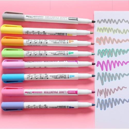 8 Colors/Set Double Line Pen Outline Paint Art Marker Pen Highlighter DIY Scrapbooking Album Glitter Pen For Drawing Graffiti