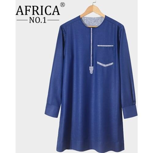 African Clothes For Men Dashiki Solid Color Personality Crew Neck Robe Rich Bazin Shirts Pants Sets Casual AFRICAN NO.1 V2016001