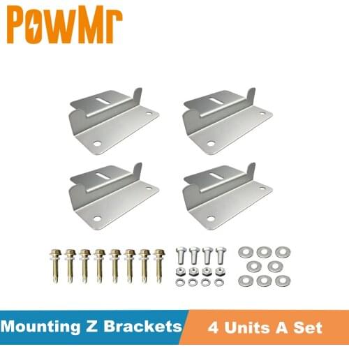 PowMr Aluminum corrosion-free construction Solar Mounting Z Brackets For Panels Mounting RV Boat Off Grid Roof 4 Units A Set