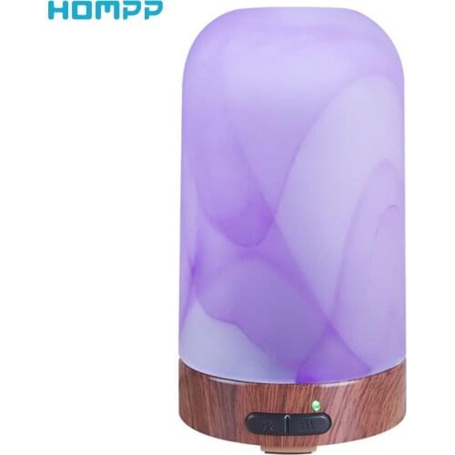Essential Oil Aroma Diffuser,Marble Finish 100ml Capacity Ultrasonic Cool Mist Aromatherapy Diffuser with 7 Colors Night Light