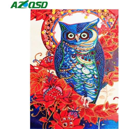 AZQSD Special Shaped Round Drill 30x40 Diamond Painting Owl Diamond Mosaic Animal Cross Stitch Handmade 5d Diy Gift Wall Decor