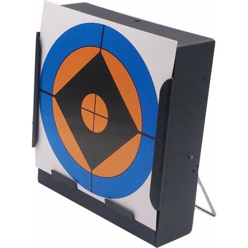 Black Square Steel Pellet Trap+20 Pcs of Paper Targets(White Exquisite)-5.50"*5.50"