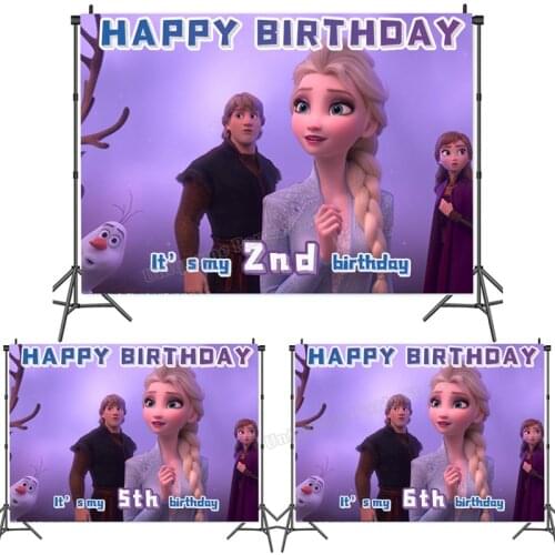 Disney Frozen Elsa Olaf Birthday Backdrop Girl Cartoon Printed Party Backdrop Supplies Photography Picture Background Kid Gift