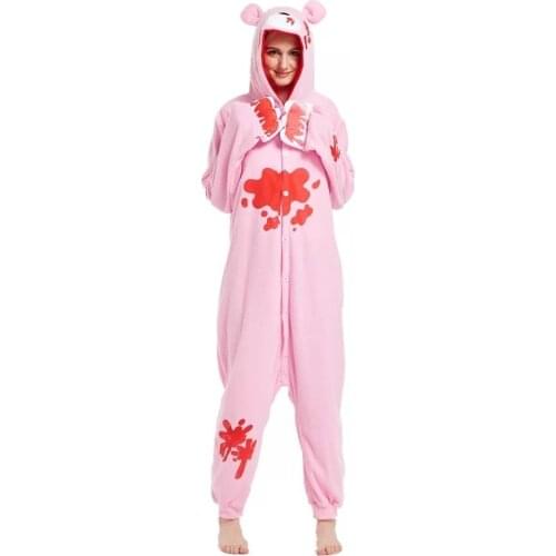 HKSNG High Quality Black Pink Gloomy Bear Polar Warm Fleece Adult Women Animal Onesie Pajamas Kiguruma Cosplay Homewear Pyjamas