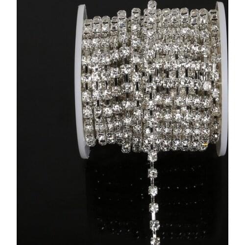 Crystal chain Rhinestone cup chain CPAM FREE SS16 crystal AB stone Silver base MOQ 10yard/roll sparse claw