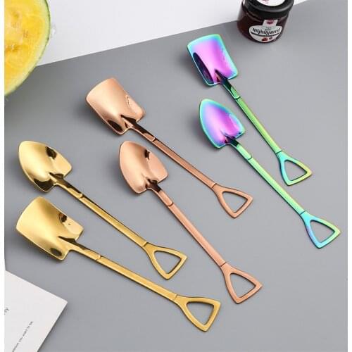 Creative Stainless Steel Shovel Spoon Watermelon Dessert Spoon Coffee Stirred Spoon Tip Shovel Flat Shove