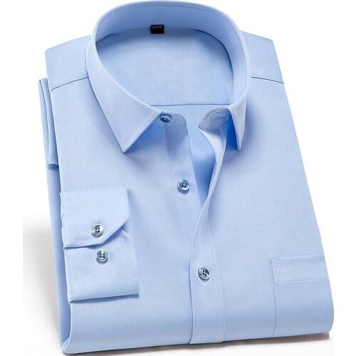 Anti-wrinkle Stretch Mens Shirts Casual Slim Fit Work Men Shirt Long Sleeve Cheap China Imported Men Clothing Mens Dress Shirts