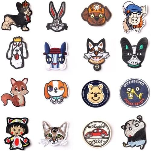 50pcs/Lot Embroidery Patches Letters Clothing Decoration Accessories Cartoon Diy Iron Heat Transfer Applique Piggy Vintage