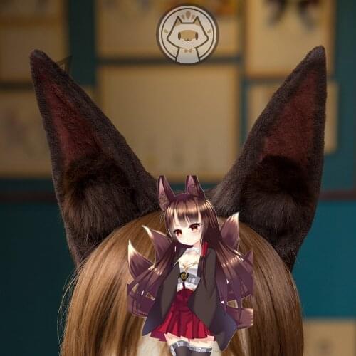 New Handmade Work Akagi Ears Hair Hoop Azur Lane Cosplay Fold Style Hairbands Dark Color Headband Headwear Accessories