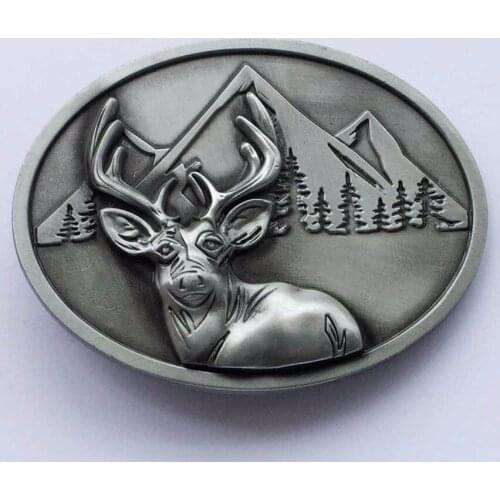 Bronze And Sliver Plated Western Deer Hunter Hunting Belt Buckle SW-BY858 suitable for 4cm wideth belt with continous stock
