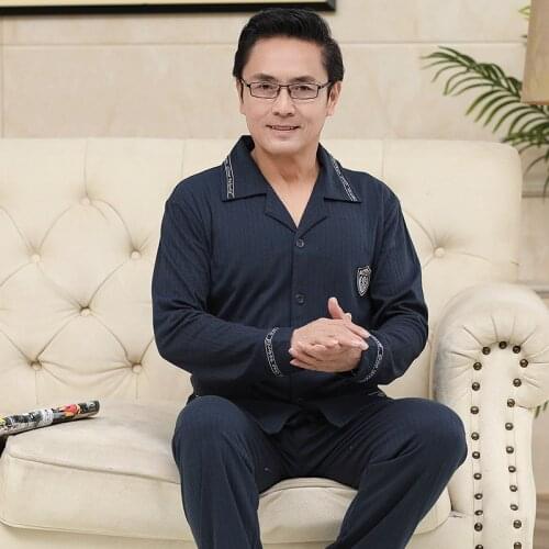 Autumn Winter Pure Color Mens Pajamas Mens Pyjama Sets Lounge Wear Comfortable Knitted Male Sleepwear Homewear Men Big Yards4XL